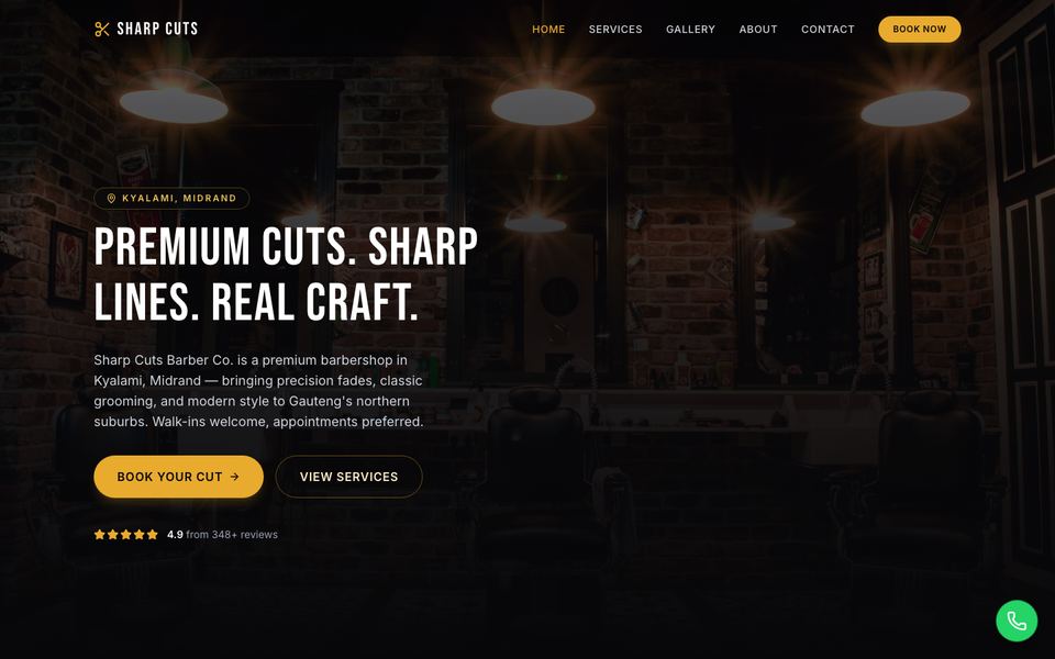 Sharp Cuts Barber Co. homepage